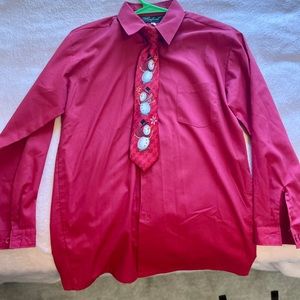 Big Boys, red dress shirt, size 14 with red Christmas tie.